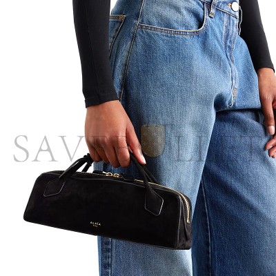 ALAÏA LE TECKEL LEATHER-TRIMMED SUEDE CLUTCH AA1S06026CA328 (31*10*7cm)